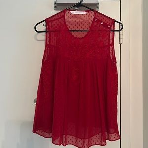 Red Zara mesh blouse- Size Small